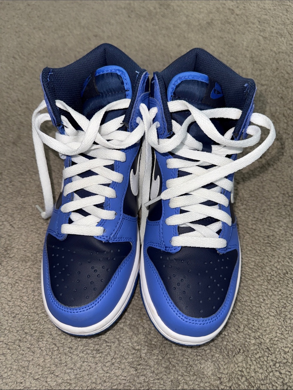 Nike Kids Two-Tone Navy and Royal Blue High-Top Sneakers